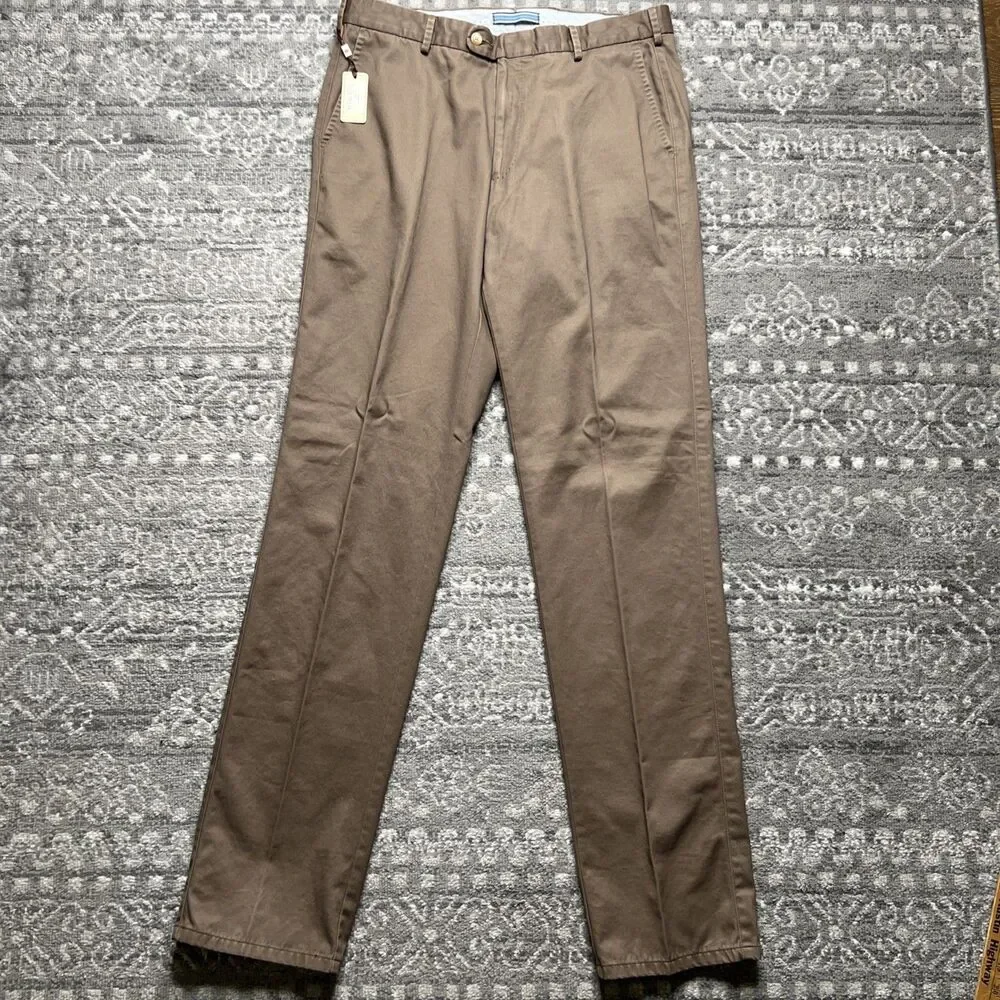NWT Peter Millar Flat Front Chino Pants Size 35x36 Pima Cotton Espresso Brown